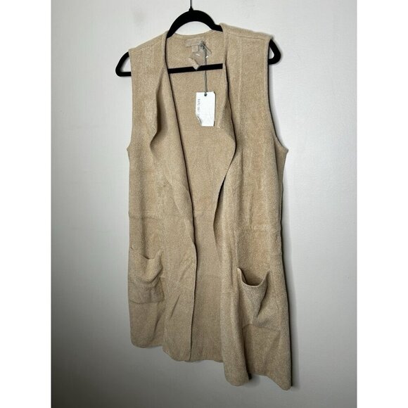 Barefoot Dreams CozyChic Ultra Lite Cascading Vest Carmel Size Medium NWT - Picture 2 of 11